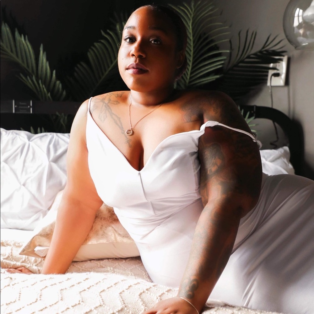 White satin gown